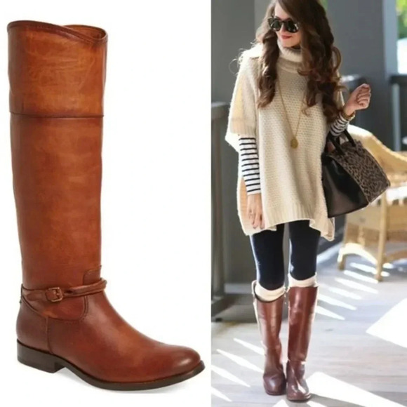 Frye Melissa Seam Tall Leather Boots - Picture 1 of 12
